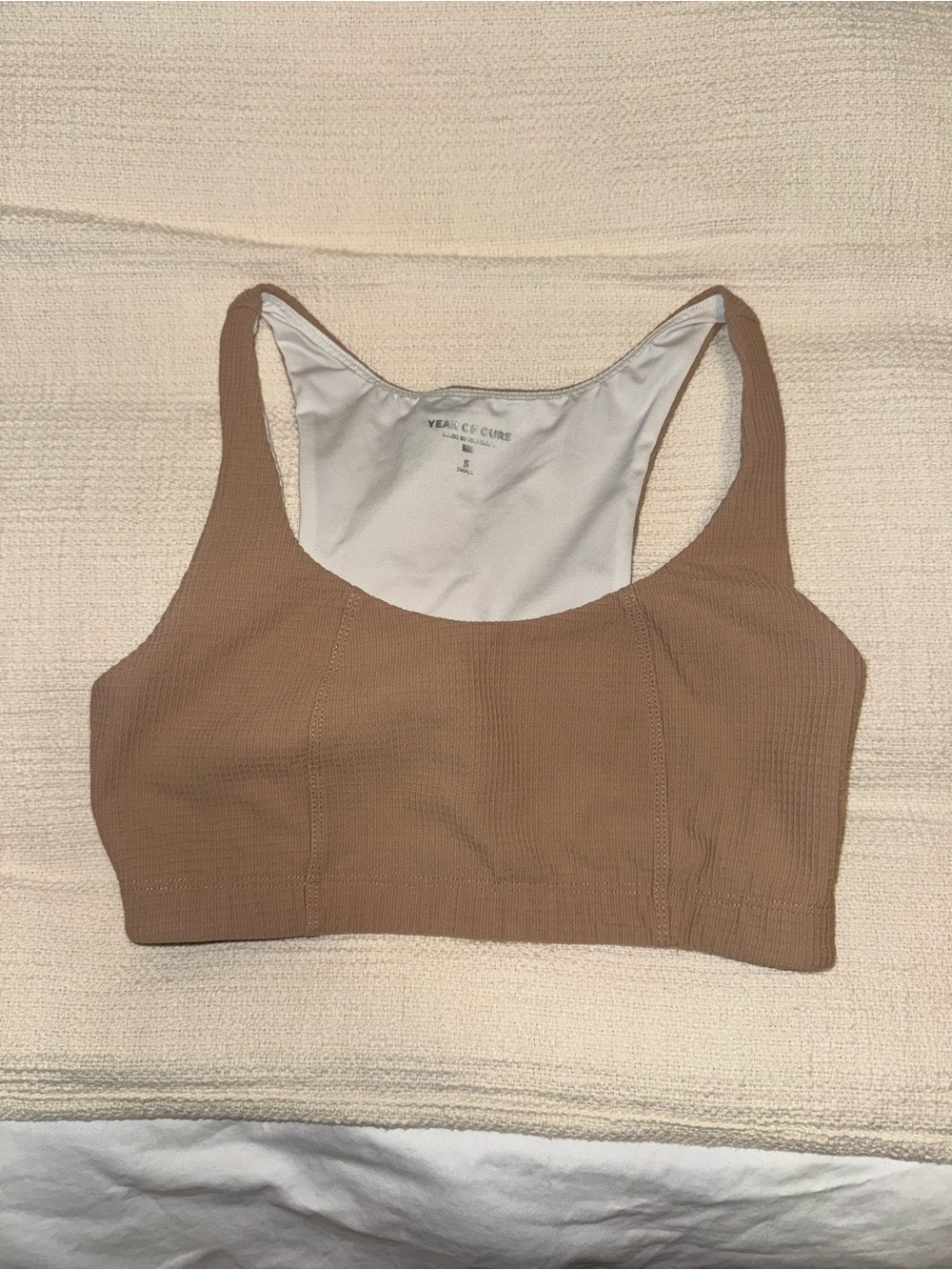 Year of Ours Tan Ribbed Scoop Sports Bra